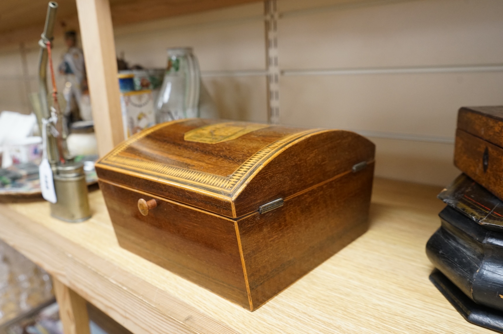 Three 19th century boxes, all with printed views of Brighton, tallest 13cm
